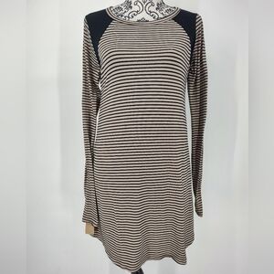 mts Black and Tan Striped Long Sleeve Dress Size Womans Small